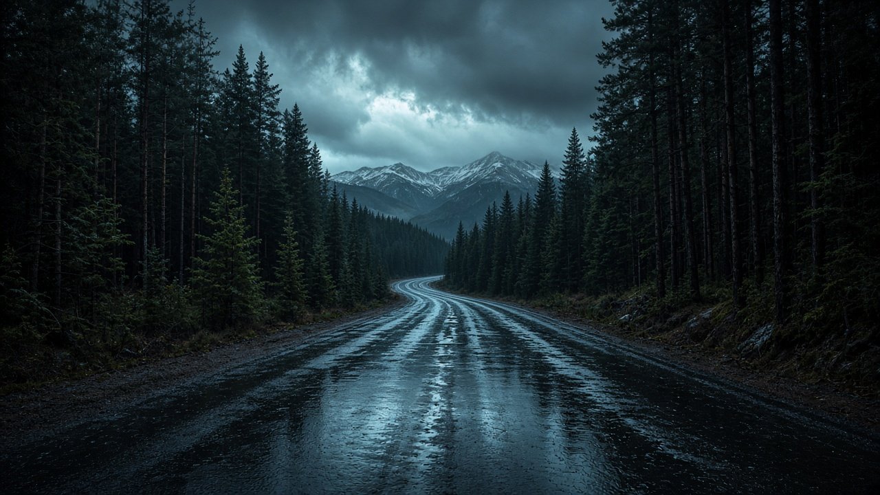 Mountain highway through North Idaho forest