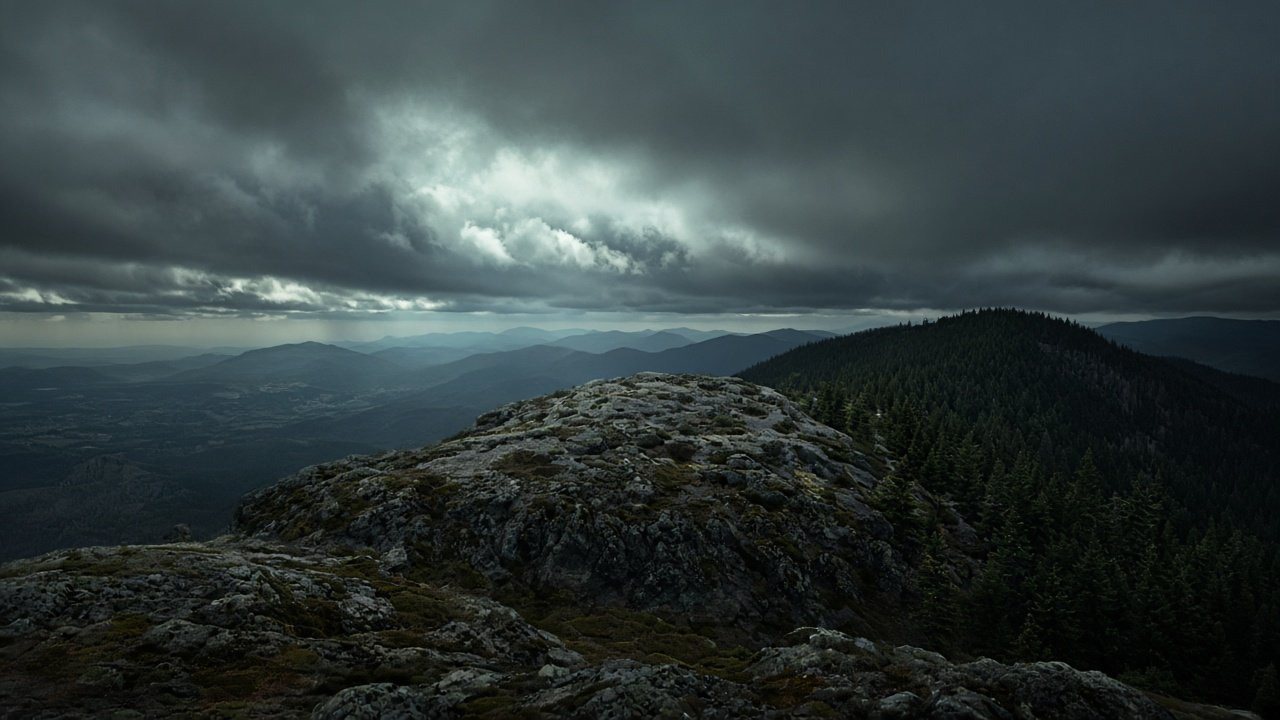 Forested mountain ridges in the Mt. Spokane area